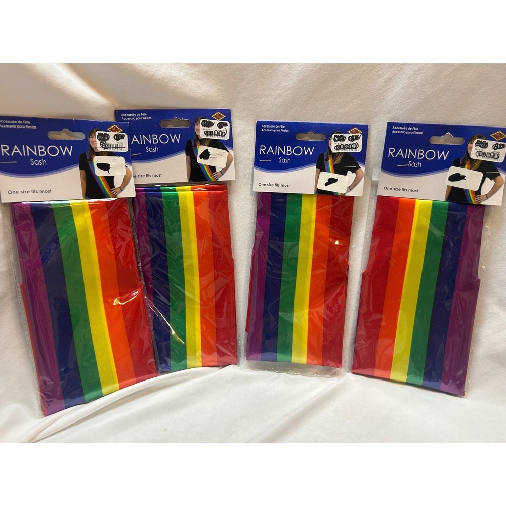 Set of Four Rainbow Sashes Banners Gay Pride LBGTIA